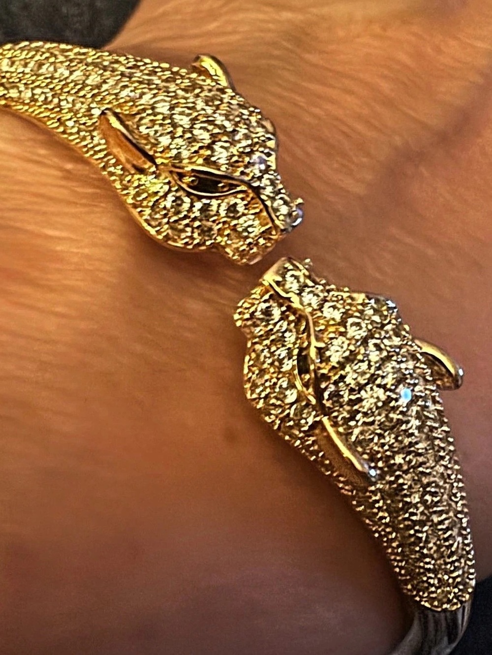 Gold Animal-Head Statement Bracelet